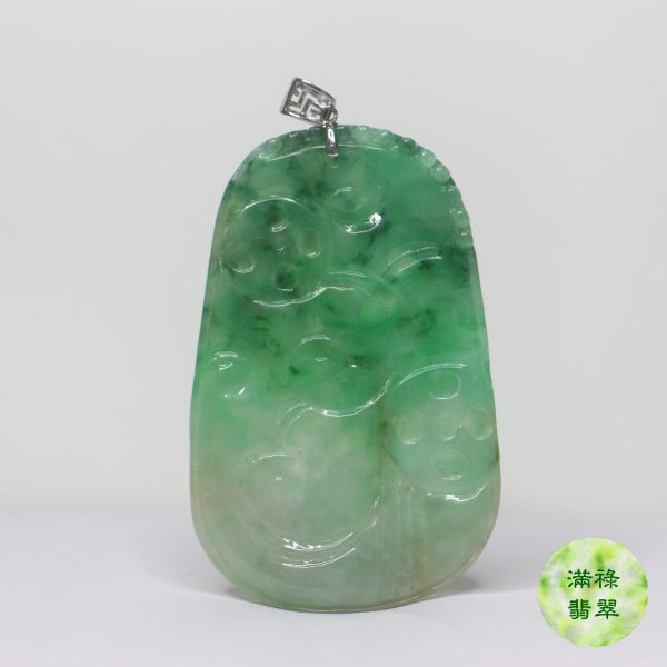 18K白金鑽石鑲A貨翡翠玉器花鳥牌/香港翡翠證書M42745 - Image 2