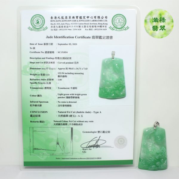 18k白金吊墜扣鑲翡翠玉器佛祖釋迦牟尼玉吊墜/附香港翡翠鑑定證書SC151854 - Image 11