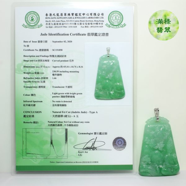 18k白金吊墜扣鑲翡翠玉器觀音玉吊墜/附香港翡翠鑑定證書SC151858 - Image 12