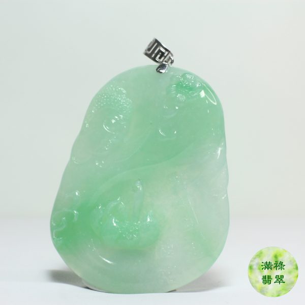18k白金吊墜扣鑲翡翠玉器佛祖釋迦牟尼佛玉吊墜 - Image 5