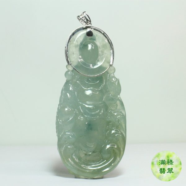 18k白金鑲翡翠玉器立體精工觀音玉吊墜 /附香港翡翠鑑定證書SC151861 - Image 7
