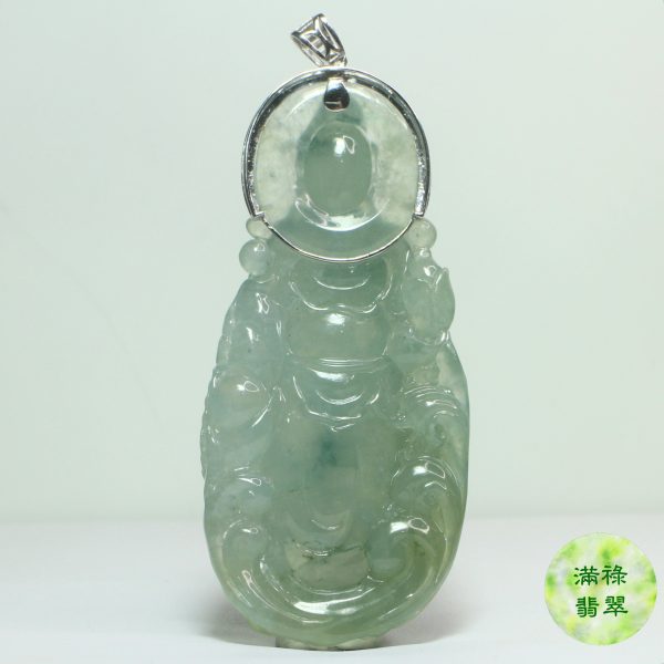 18k白金鑲翡翠玉器立體精工觀音玉吊墜 /附香港翡翠鑑定證書SC151861 - Image 8