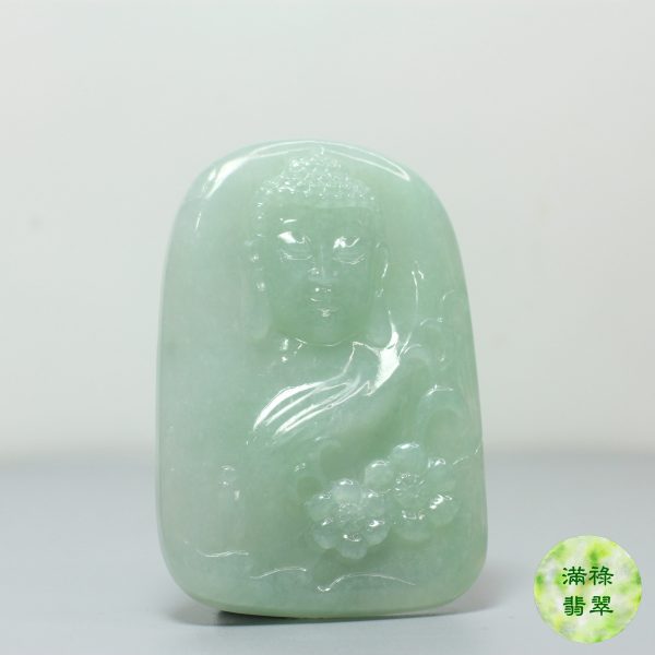 天然翡翠A貨玉器佛祖釋迦牟尼玉吊墜 - Image 2