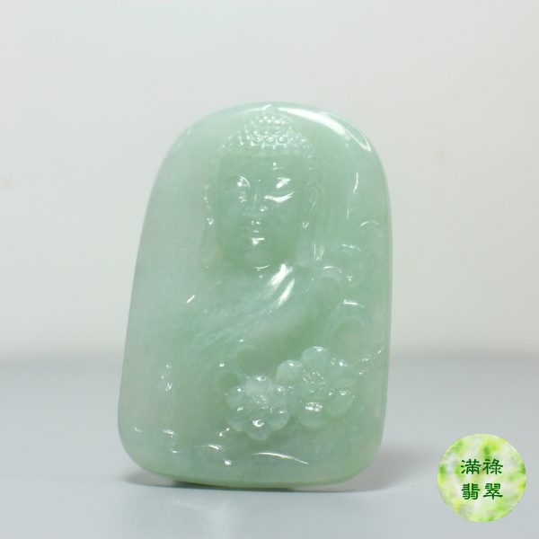 天然翡翠A貨玉器佛祖釋迦牟尼玉吊墜 - Image 3