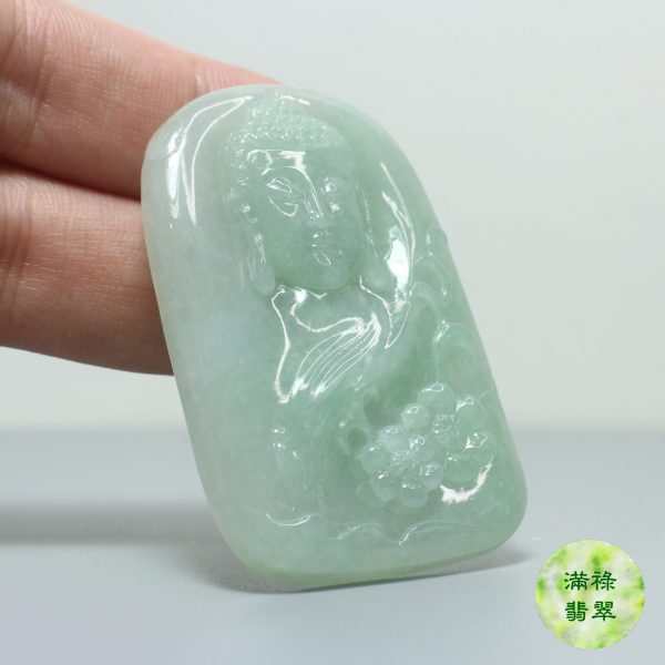 天然翡翠A貨玉器佛祖釋迦牟尼玉吊墜 - Image 7