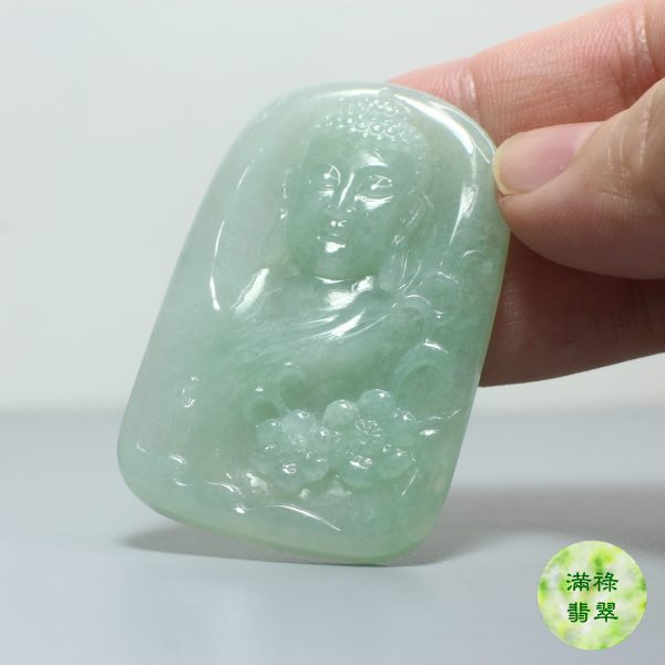 天然翡翠A貨玉器佛祖釋迦牟尼玉吊墜 - Image 8