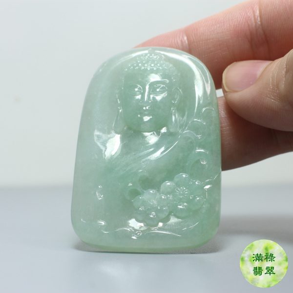天然翡翠A貨玉器佛祖釋迦牟尼玉吊墜 - Image 9