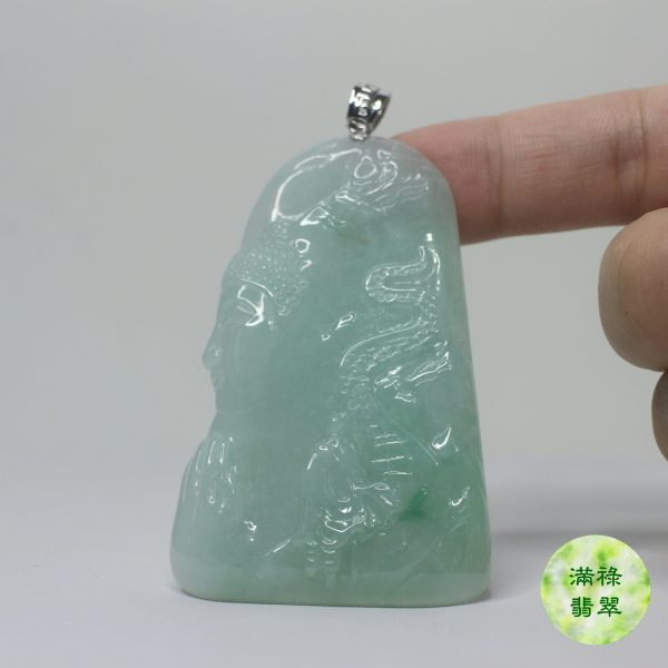 18k白金吊墜扣鑲翡翠玉器佛祖釋迦牟尼玉吊墜 - Image 4