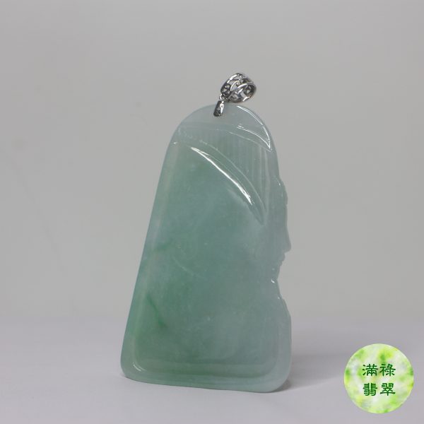 18k白金吊墜扣鑲翡翠玉器佛祖釋迦牟尼玉吊墜 - Image 7