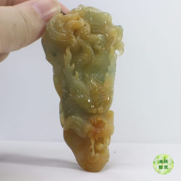翡翠玉器立體精雕龍牌玉吊墜 中國神工獎作品 龍韻 - Image 6