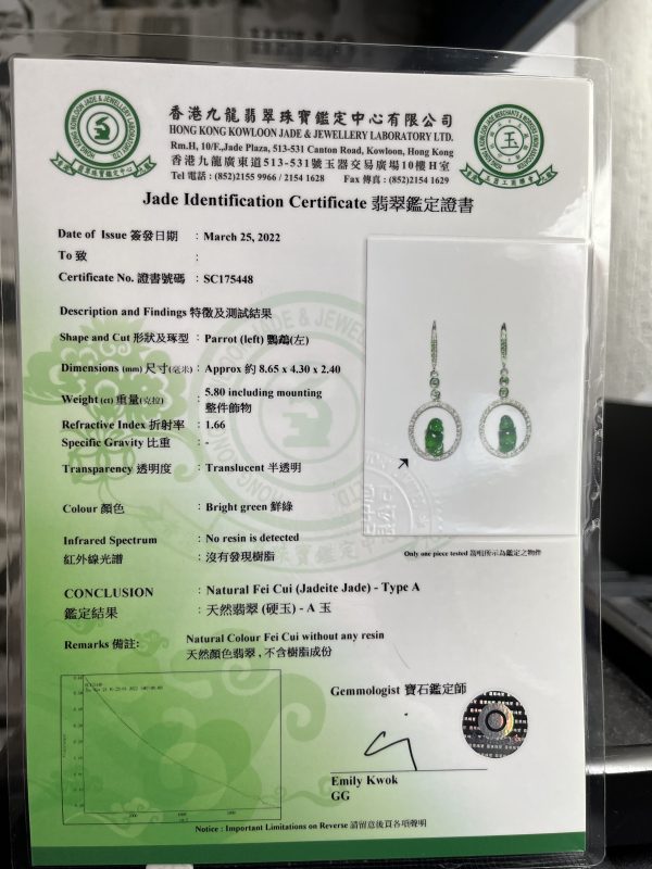 18K翡翠玉器A貨玉鸚鵡翡翠耳環耳釘 栩栩如生的小可愛 更包藏著生活藝術的靈魂 - Image 7