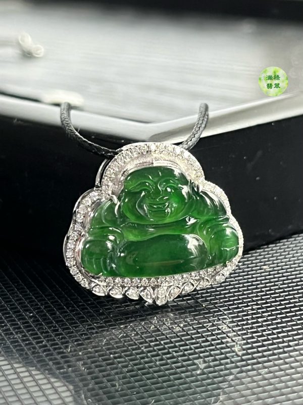 18K翡翠玉器A貨玉佛公玉吊墜 佛光光芒四射 獨特的扣位設計 鎖骨鏈手鏈吊墜均不成問題 - Image 6
