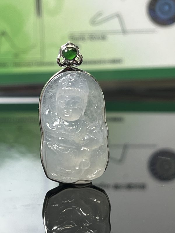 18k翡翠A貨玉器普賢菩薩翡翠吊墜 萌萌佛陀 工藝精美 普賢菩薩 是佛門中的行者 - Image 3