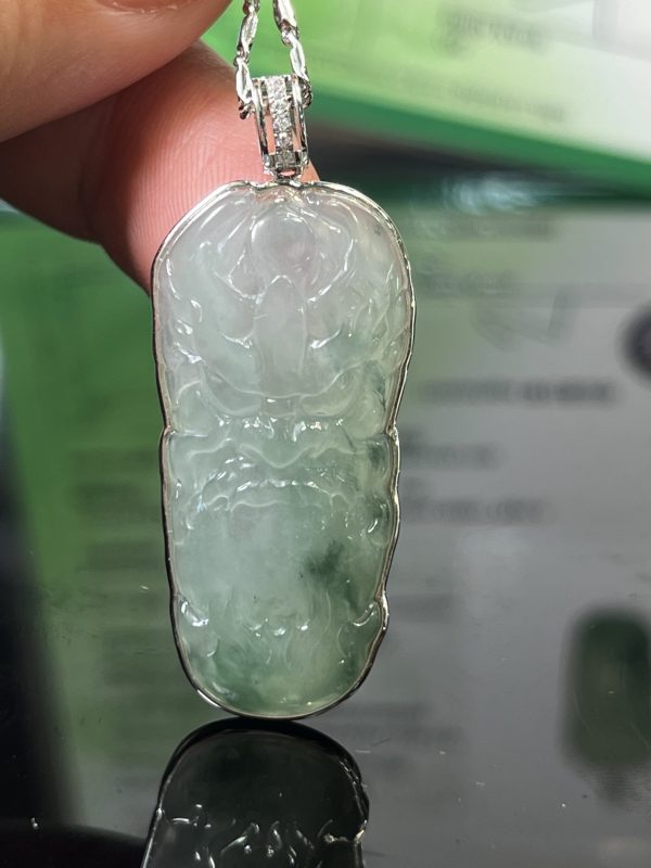 18k翡翠A貨玉器龍牌翡翠吊墜 造型威嚴霸氣 盡顯王者風範 男女都適合佩戴 - Image 7
