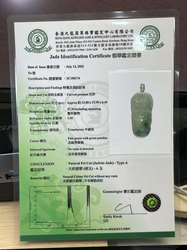 18k翡翠A貨玉器龍牌翡翠吊墜 造型威嚴霸氣 盡顯王者風範 男女都適合佩戴 - Image 9