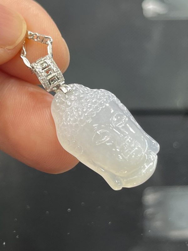 18k翡翠A貨玉器大日如來佛祖釋迦牟尼翡翠吊墜 在無形中給人一種禪意深遠的空靈  祥和而平靜 - Image 5