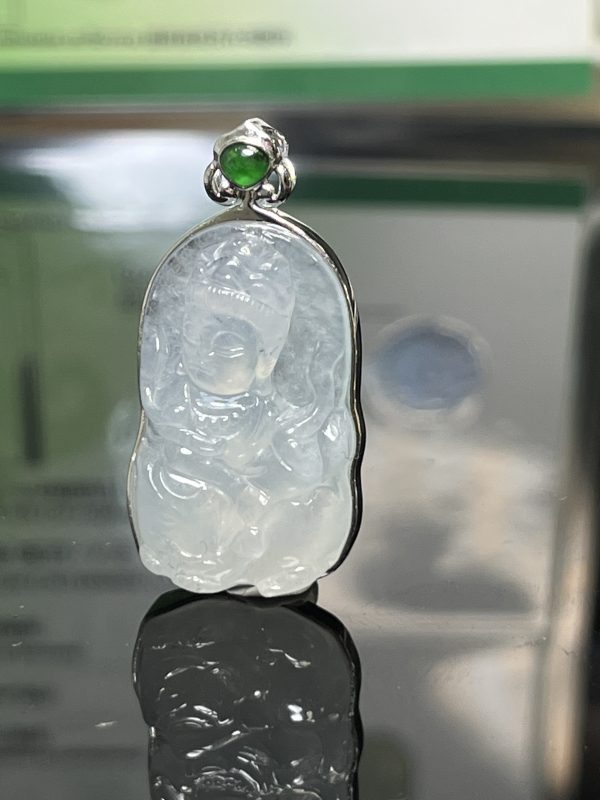 18k翡翠A貨玉器普賢菩薩翡翠吊墜 萌萌佛陀 工藝精美 普賢菩薩 是佛門中的行者 - Image 5