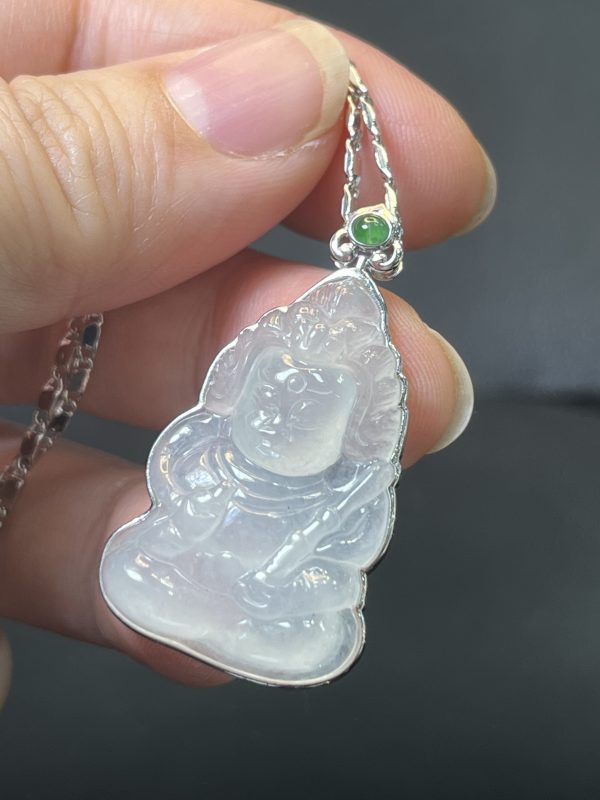 18k翡翠A貨玉器韋陀菩薩翡翠吊墜 身披甲胄 手持金剛杵 寓意驅除邪魔 保護正法 是保護佛法的天神 - Image 4