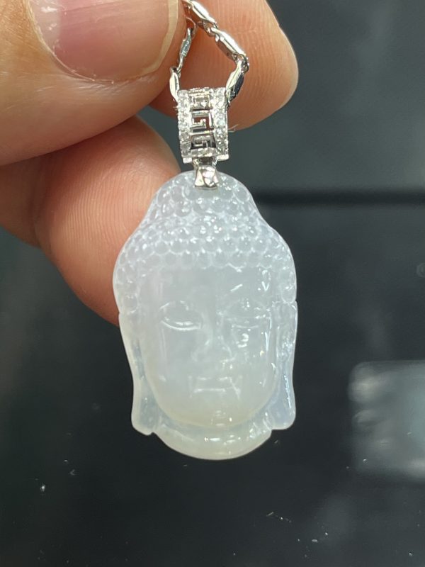 18k翡翠A貨玉器大日如來佛祖釋迦牟尼翡翠吊墜 在無形中給人一種禪意深遠的空靈  祥和而平靜 - Image 3