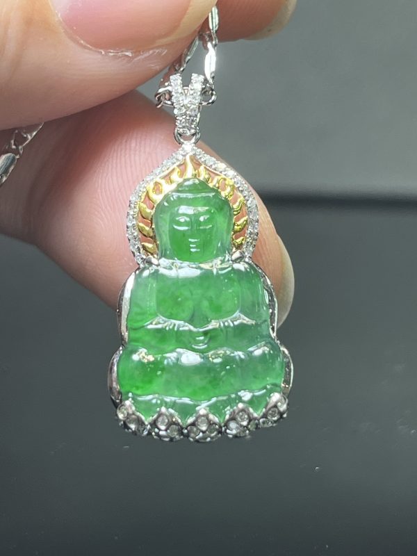 18k翡翠A貨玉器觀音菩薩翡翠吊墜 有著雲水禪心般澄淨唯美的氣息  看著讓人心生安寧 - Image 6