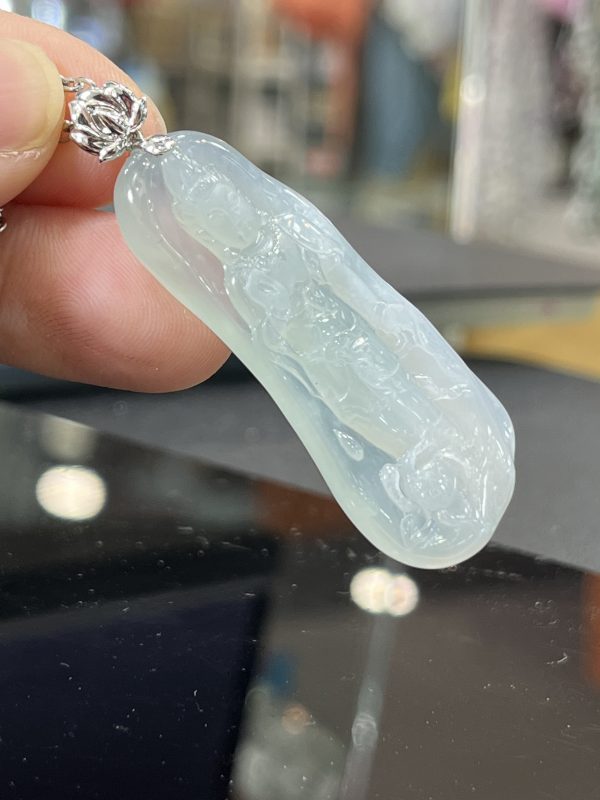 18k翡翠A貨玉器觀音菩薩翡翠吊墜 我為沙門 處於濁世 當如蓮花 不為無染 - Image 4