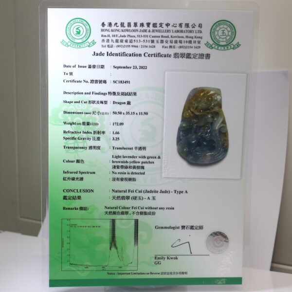翡翠A貨玉器三彩龍牌翡翠吊墜 三種顏色使其更加明艷靚麗 龍鳳配 美好和諧 寓意福祿吉慶 - Image 10