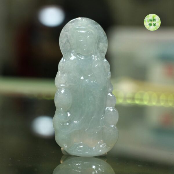 翡翠A貨玉器玉觀音翡翠吊墜 站立象徵立刻去救度眾生 觀音慈悲 救度眾生 - Image 2