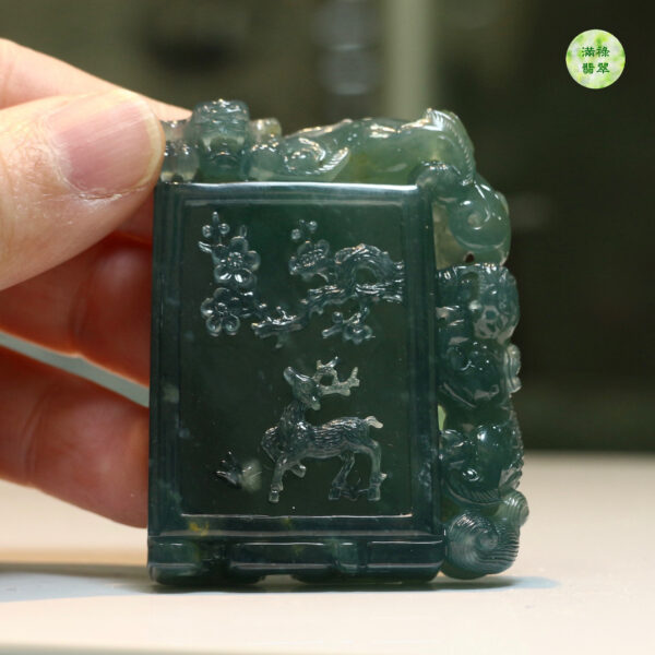翡翠A貨玉器一路平安翡翠吊墜 作品獲十四屆中國神工獎優秀獎 鏤空構圖優美 做工極緻 - Image 9