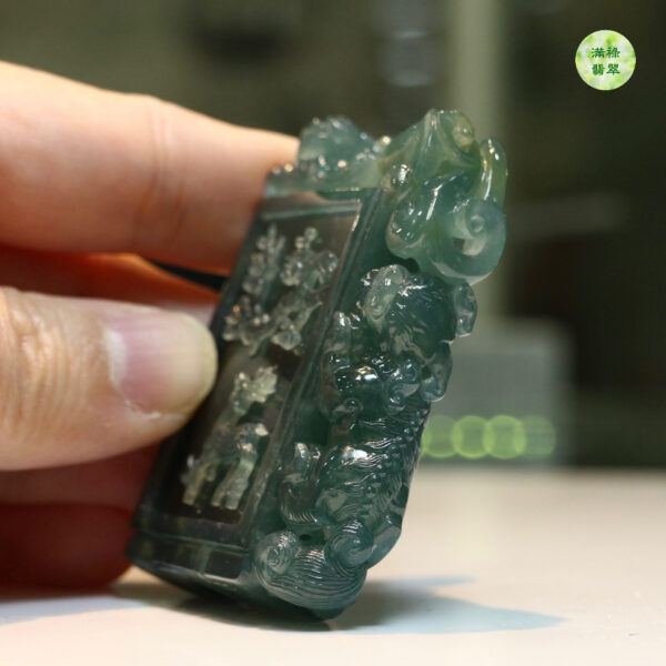 翡翠A貨玉器一路平安翡翠吊墜 作品獲十四屆中國神工獎優秀獎 鏤空構圖優美 做工極緻 - Image 8