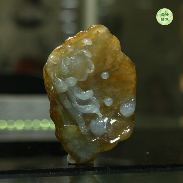 翡翠A貨玉器荷花翡翠吊墜 荷花在人們心目中是真善美的化身 吉祥豐興的預兆 - Image 2