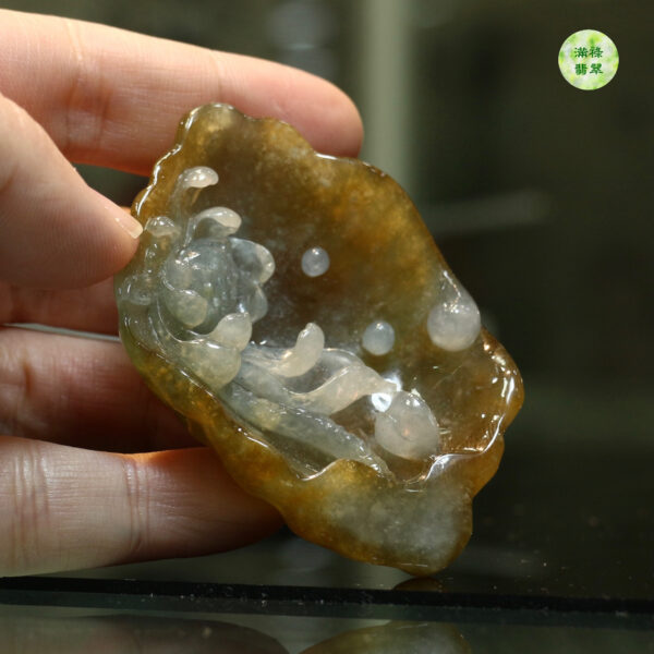 翡翠A貨玉器荷花翡翠吊墜 荷花在人們心目中是真善美的化身 吉祥豐興的預兆 - Image 6
