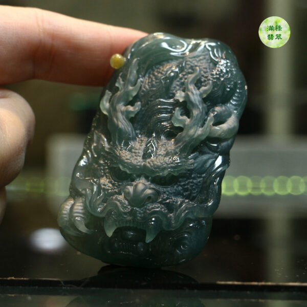 翡翠A貨玉器龍牌-青天作品獲十四屆中國神工獎優秀獎 龍頭 雕琢感十足 神龍神情威武 兇猛霸氣 - Image 8