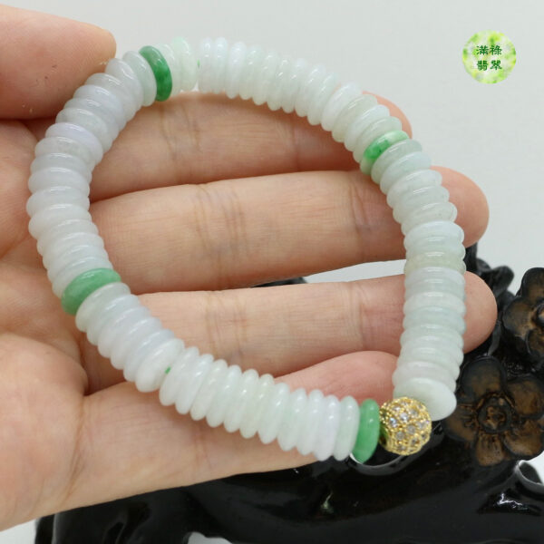 翡翠A貨玉器平安扣手串手牌 很多平安扣組成的簡單手串 卻又有著不簡單的寓意 - Image 2