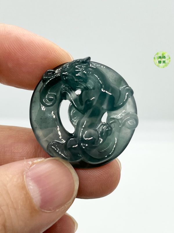 翡翠A貨玉器玉藍水貔貅翡翠吊墜  來自天界的靈獸 擁有強大的招財力量 - Image 4