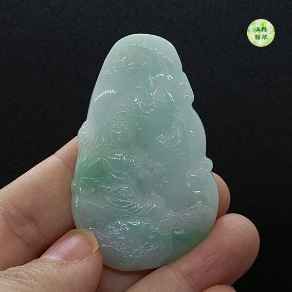 翡翠玉器A貨玉普賢菩薩翡翠玉吊墜 生肖龍蛇守護神 - Image 5