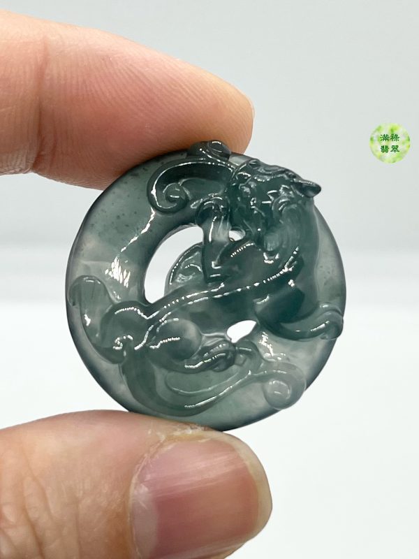 翡翠A貨玉器玉藍水貔貅翡翠吊墜  來自天界的靈獸 擁有強大的招財力量 - Image 6