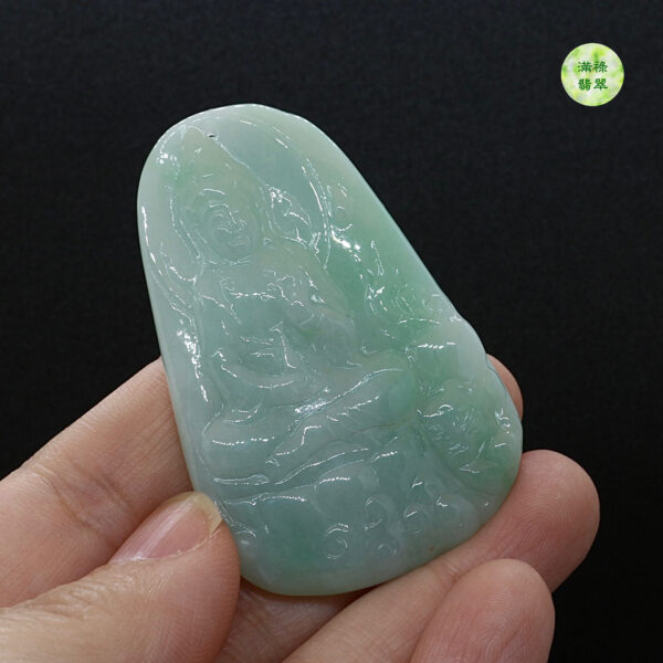 翡翠玉器A貨玉觀音菩薩翡翠玉吊墜 - Image 2