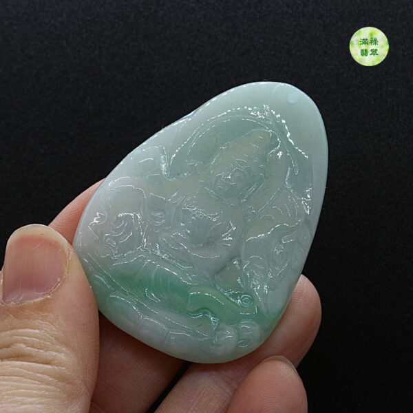 翡翠玉器A貨玉觀音菩薩翡翠玉吊墜 - Image 4