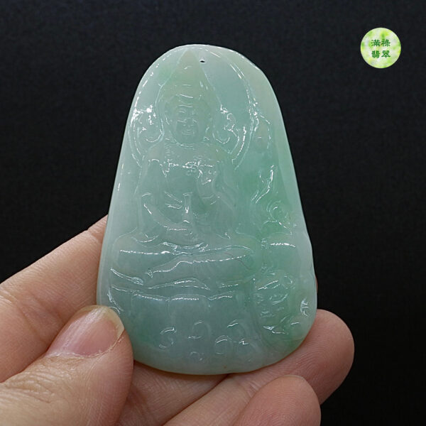 翡翠玉器A貨玉觀音菩薩翡翠玉吊墜 - Image 7