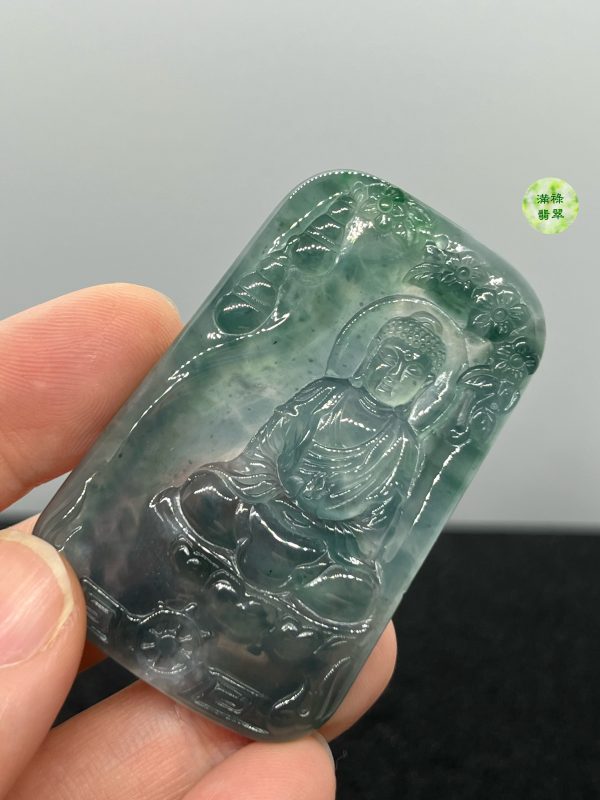 翡翠A貨玉器玉藍水玉佛祖大日如來釋迦牟尼翡翠吊墜 他的慈悲和仁愛 被世人敬仰信奉 - Image 6
