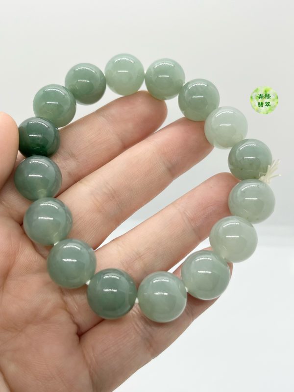翡翠玉器A貨玉圓珠手串12.8mm 圓珠形寓意事事圓滿 處世圓通 百事百順 - Image 9