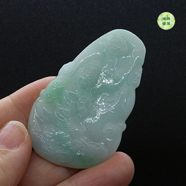 翡翠玉器A貨玉普賢菩薩翡翠玉吊墜 生肖龍蛇守護神 - Image 4