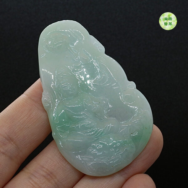 翡翠玉器A貨玉普賢菩薩翡翠玉吊墜 生肖龍蛇守護神 - Image 3