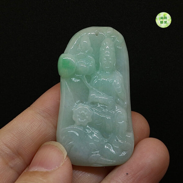 翡翠玉器A貨玉普賢菩薩翡翠玉吊墜 生肖龍蛇守護神 - Image 2