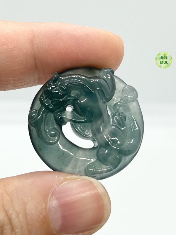 翡翠A貨玉器玉藍水貔貅翡翠吊墜  來自天界的靈獸 擁有強大的招財力量 - Image 3