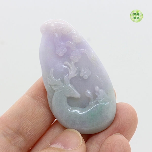翡翠玉器A貨玉梅花鹿翡翠吊墜 祿鹿 便是祥瑞的鹿 也是富貴的鹿 - Image 3