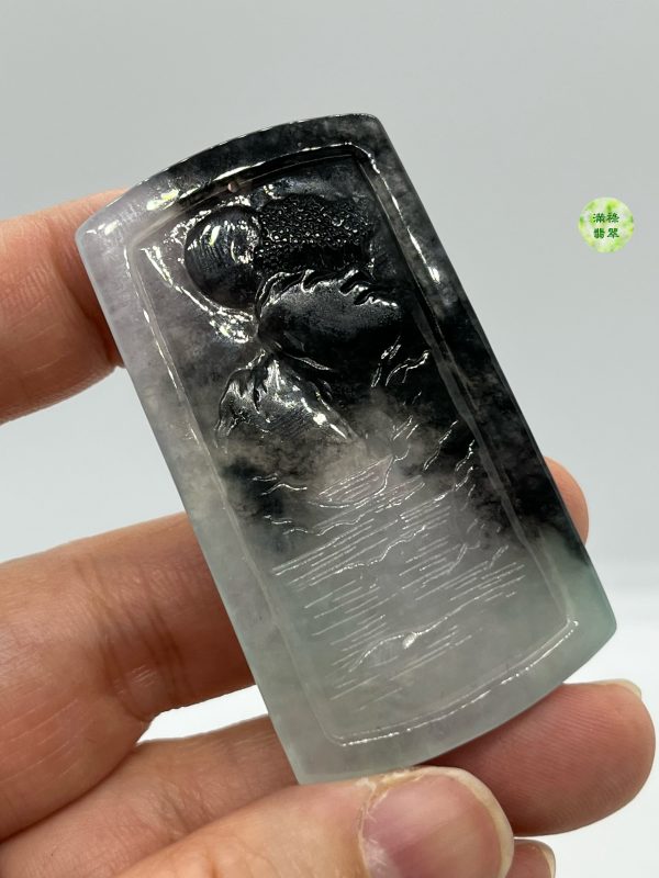 翡翠A貨玉器烏鷄種山水牌翡翠吊墜 山水重墨的味道 確實另有一番風味 自成風格 - Image 9