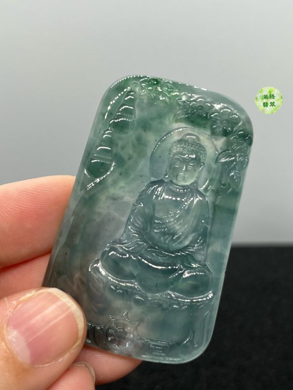 翡翠A貨玉器玉藍水玉佛祖大日如來釋迦牟尼翡翠吊墜 他的慈悲和仁愛 被世人敬仰信奉 - Image 3