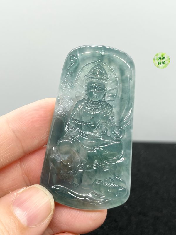 翡翠A貨玉器玉藍水玉觀音菩薩翡翠吊墜 底水融合 當時看到她的時候眼睛被深深吸進去 - Image 3