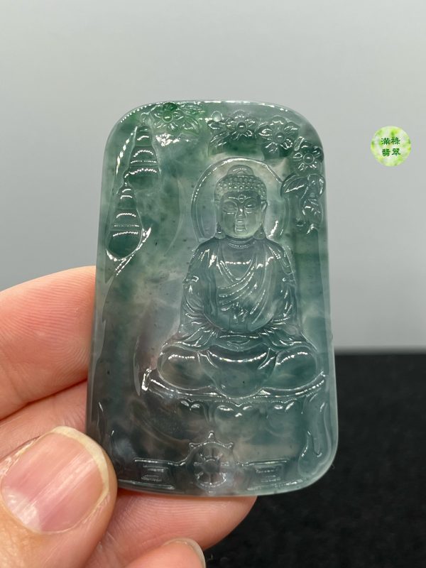 翡翠A貨玉器玉藍水玉佛祖大日如來釋迦牟尼翡翠吊墜 他的慈悲和仁愛 被世人敬仰信奉 - Image 4